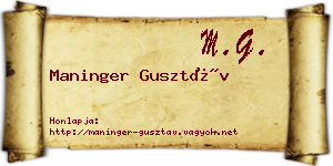 Maninger Gusztáv névjegykártya