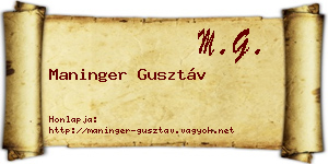 Maninger Gusztáv névjegykártya